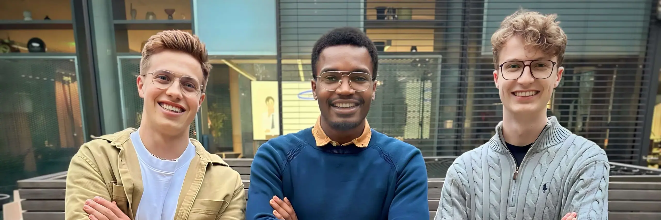 Three individuals posing at Campus Founders Heilbronn