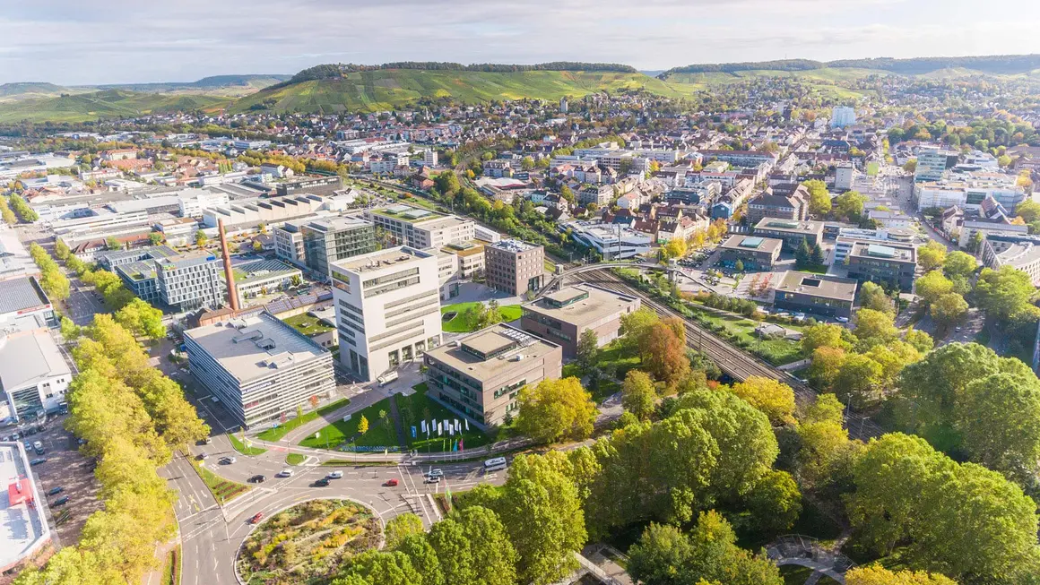 Drone shot of TUM Campus Heilbronn