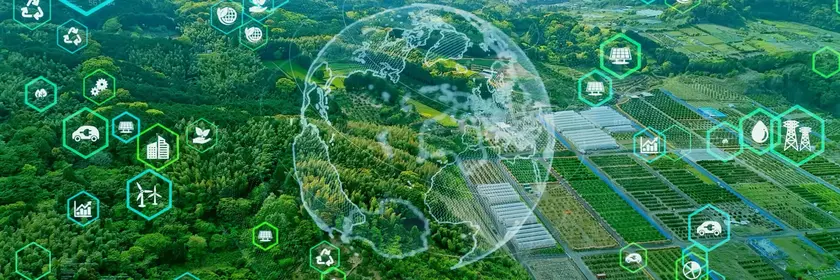 [Translate to German:] A vision of sustainability showcasing advanced technology for a greener future.