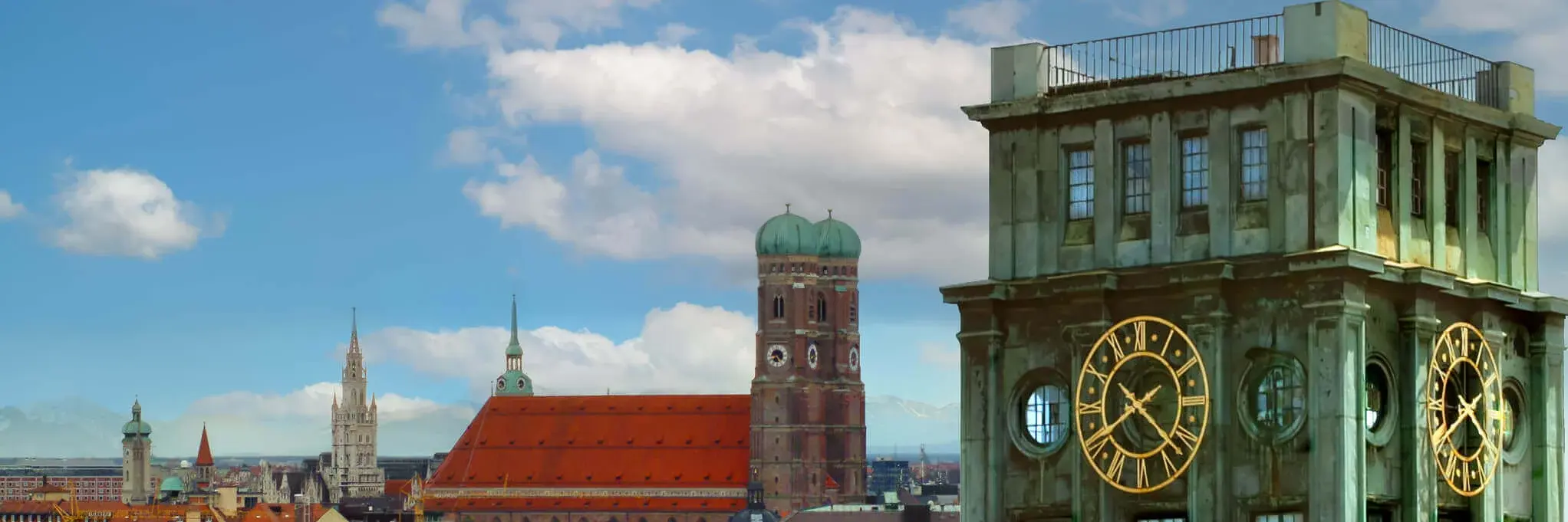 Panoramic picture of Munich and the TUM Thiersch tower