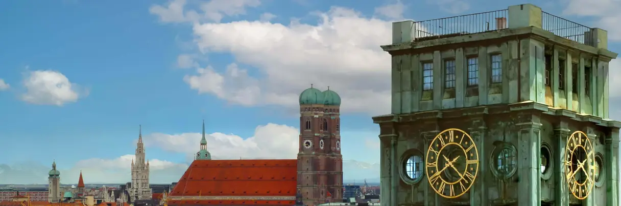 Panoramic picture of Munich and the TUM Thiersch tower