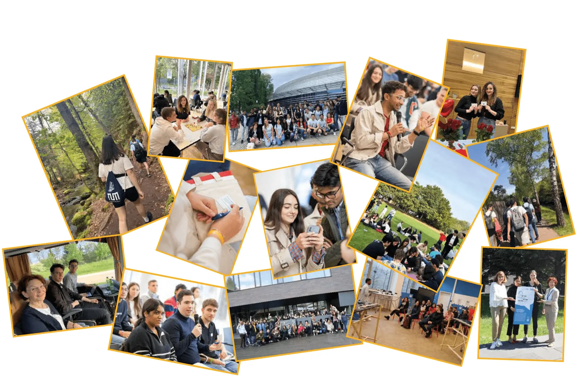 A collage of various pictures featuring different students at Bildungscampus.